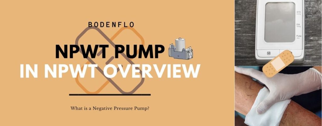 Introductory image for the article“Understanding NPWT Negative Pressure Pumps: A Professional Overview”  NPWT pumps and titles on the left and negative pressure wound devices and treatments on the right.