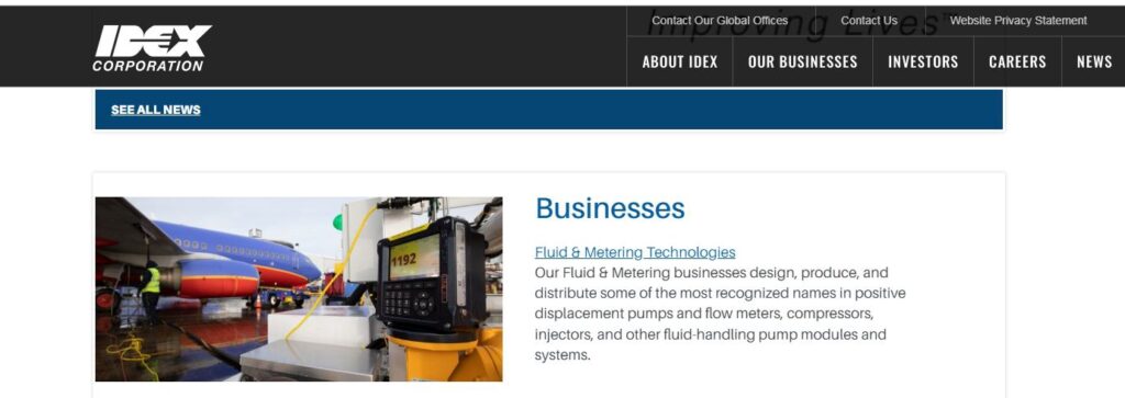 idexcorp compressor Screenshot of the home page of the website