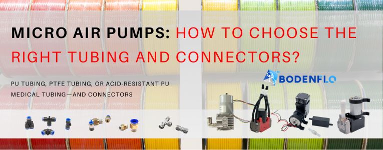 Micro air pump systems with threaded connectors, self-locking connectors, and composite tubing for industrial use.