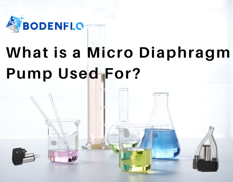 Micro diaphragm pumps in laboratory applications with BODENFLO branding.