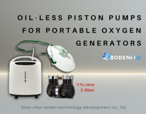 Compact oil-less piston pump for portable oxygen generators