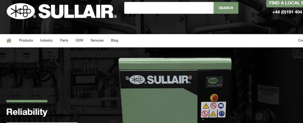 Sullair Official Website Homepage