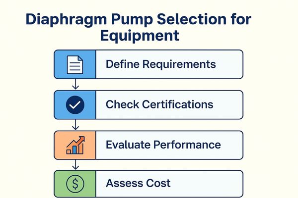 Flowchart or checklist graphic illustrating pump selection steps for manufacturers