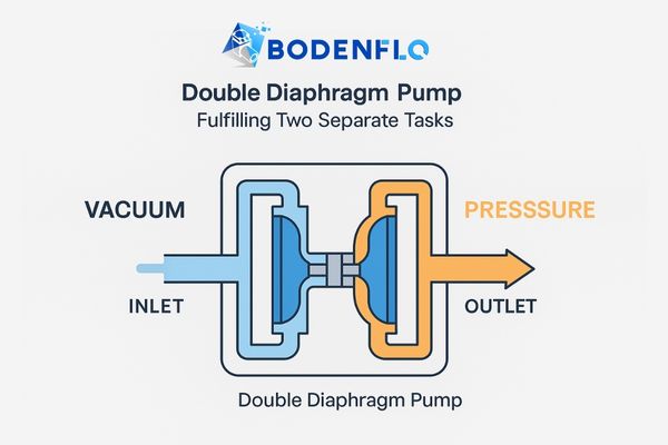 Schematic showing a double diaphragm pump fulfilling two separate tasks