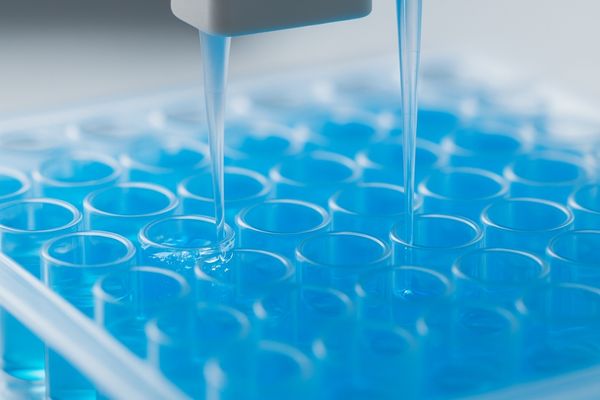 Microplate wells being aspirated and dispensed during a wash cycle
