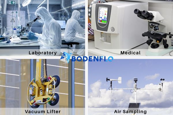 Various applications of diaphragm vacuum pumps collage