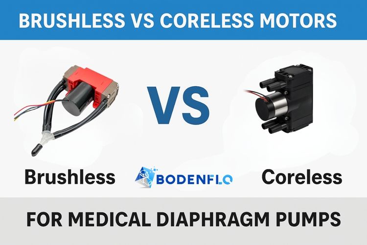 Brushless and coreless motor comparison for medical diaphragm pumps