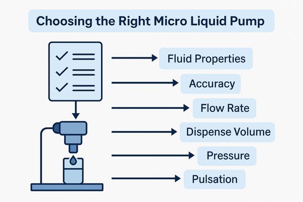 A checklist or decision tree graphic guiding pump selection based on various parameters)