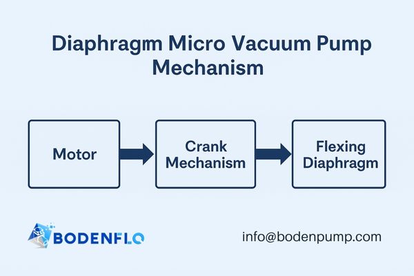 Close-up image illustrating the internal mechanism of a diaphragm micro vacuum pump