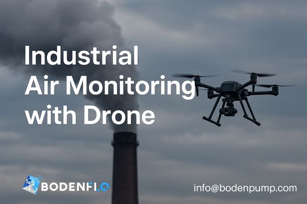 A drone flying near an industrial smokestack
