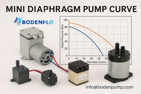 A collection of mini diaphragm pumps with a sample curve