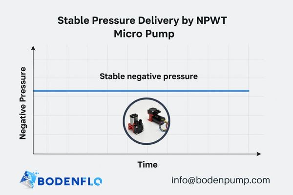 Graph showing a stable negative pressure line maintained by a micro pump over time