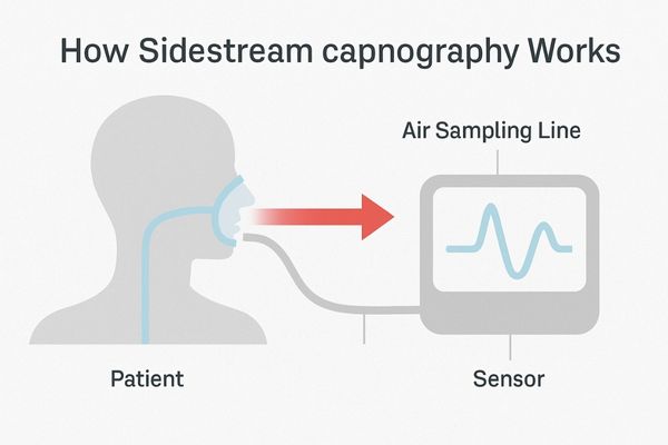 An animated graphic showing air moving from a patient mask through a tube to a pump