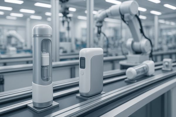 Modern medical device assembly line showcasing precision manufacturing for VEDs