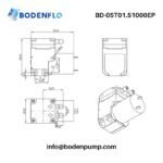 BD-05T01.51000EP Micro Pump Dimensional Drawing – 42×34×23mm