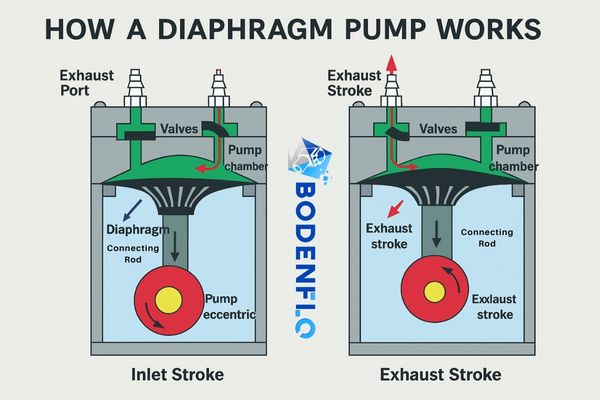 An animated diagram showing the inner workings of a micro diaphragm gas pump