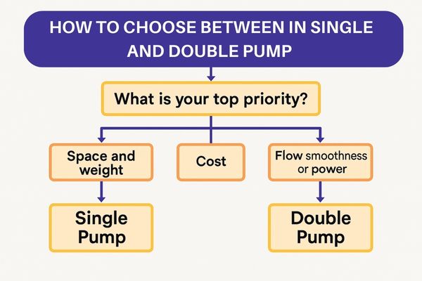 A decision tree showing the choice between single and double pumps