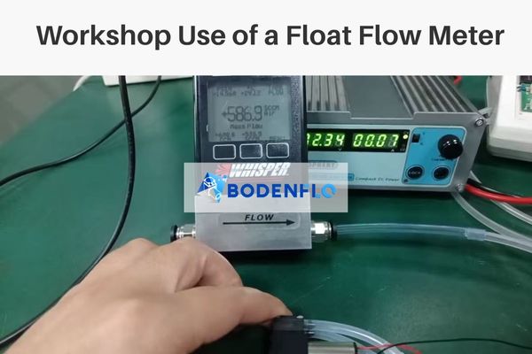 A clean lab environment showing a TSI electric flowmeter connected to a pump for a medical device