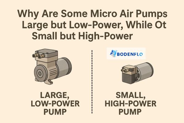 Comparison of large low-power pump and small high-power pump.