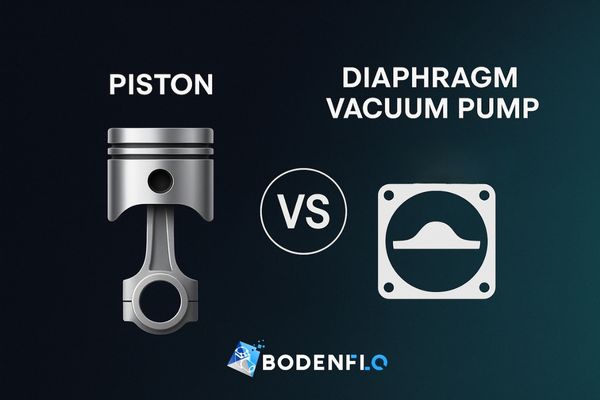 Cover image comparing piston vs diaphragm vacuum pump with modern icons and text