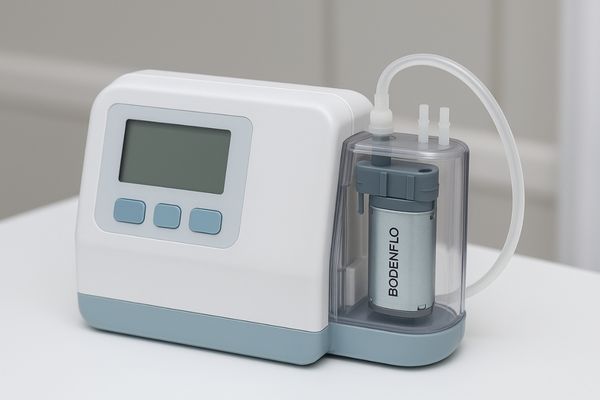 A portable negative pressure wound therapy unit with a BODENFLO pump inside