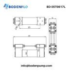 BD-05T0617L dual-head diaphragm pump technical dimension drawing with measurements in millimeters