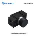 BD-05T0614L compact diaphragm pump side view showing PPS pump head and aluminium body for durability.