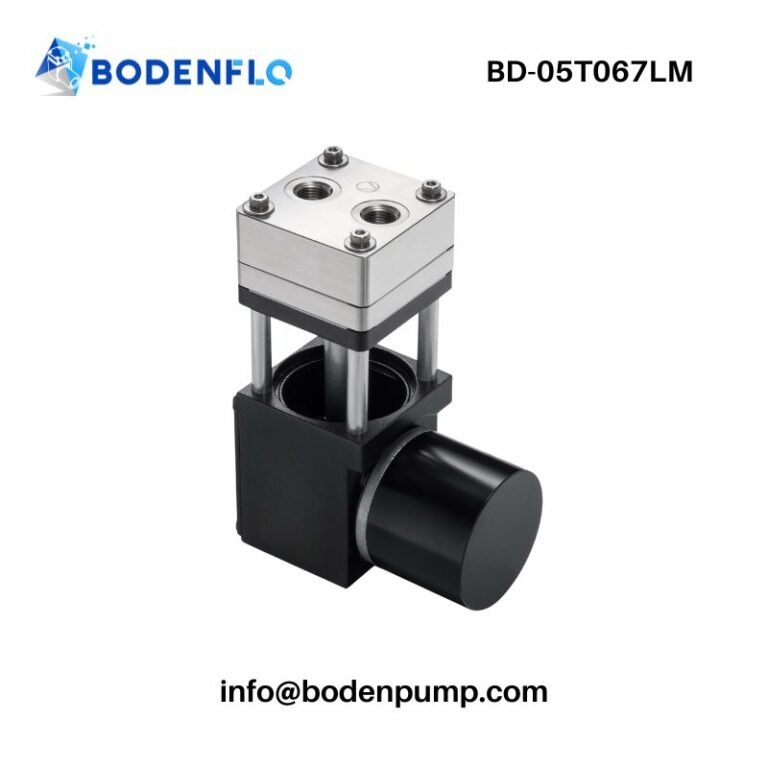 BD-05T067LM brushless vacuum pump front view showing stainless steel pump head and aluminum body