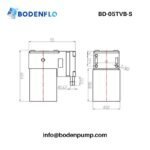 BD-05TVB-S pump dimensional drawing with measurements, compact micro diaphragm pump 12V/24V