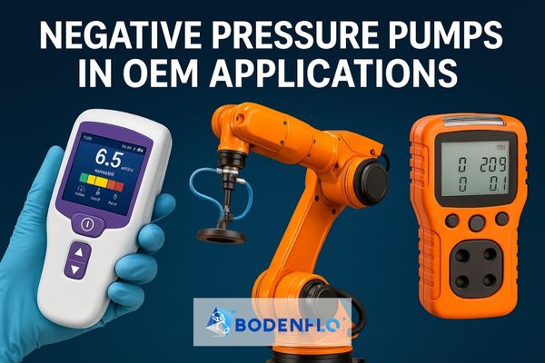 A collage of OEM devices like a handheld medical analyzer, a robotic arm with a suction cup, and a portable gas detector