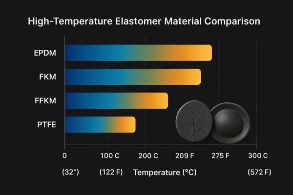 A chart showing the temperature ranges of different elastomer materials