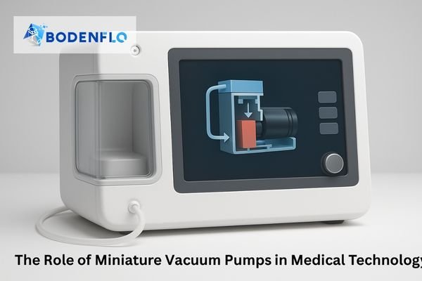 A clean, modern medical device with a screen, showing a diagram of a miniature vacuum pump inside