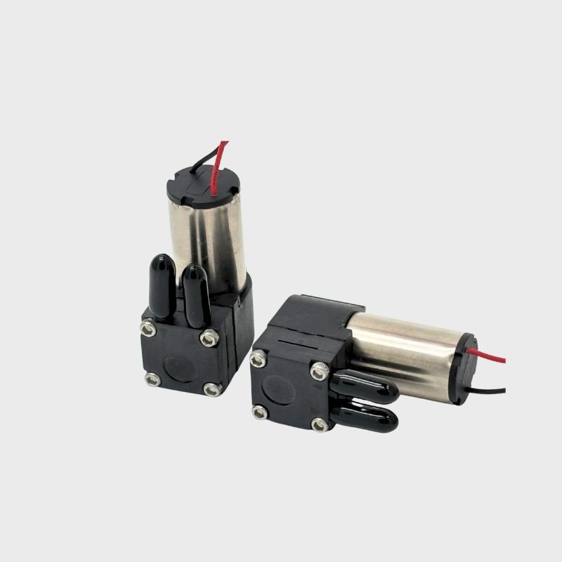 BODENFLO BD-05T01530 micro air pump with stainless steel body for portable oxygen devices and precision gas applications.