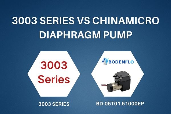 A professional image showing two micro diaphragm pumps side-by-side in a clean, lab-like setting