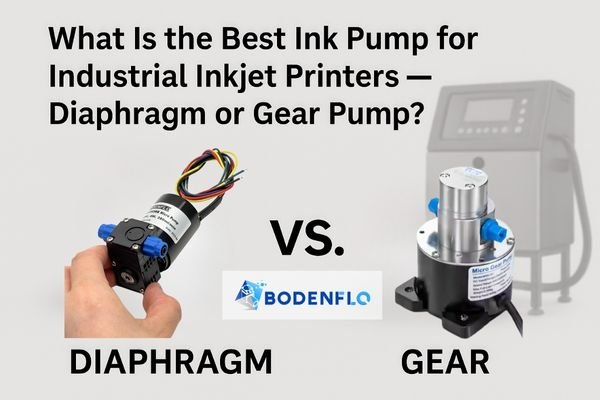 Diaphragm pump and gear pump comparison for industrial inkjet printers on a high-tech background