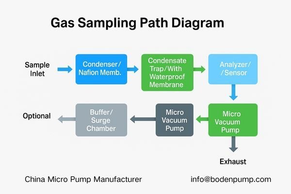 A clear, step-by-step schematic of the ideal gas sampling path