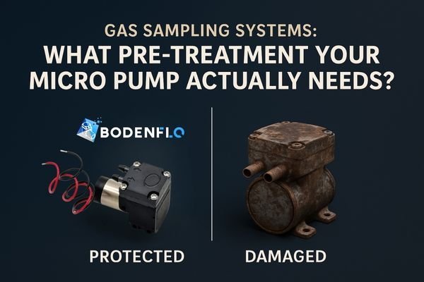 Clean micro pump vs corroded damaged pump showing the impact of proper gas pre-treatment in gas sampling systems
