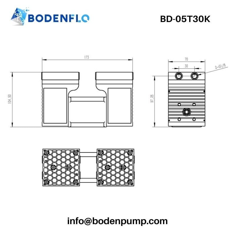 Dimension diagram of compact diaphragm air pump – BD-05T30K