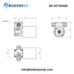 Dimension drawing of micro diaphragm liquid pump with mounting details BD-05T60WB