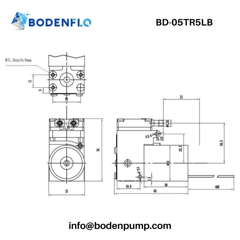 Swing Piston Gas Pump dimensions 80×31×54mm BD-05TR5LB