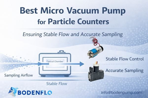 Abstract illustration showing stable airflow control of a micro vacuum pump inside a particle counter for accurate sampling