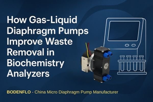 Gas-liquid diaphragm pump integrated in biochemistry analyzer waste removal system