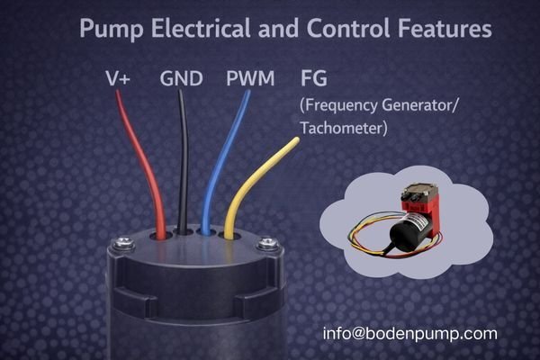 A close-up shot of a pump's connector with pins labeled