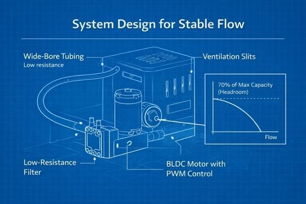 A blueprint graphic showing an integrated system design with callouts for 