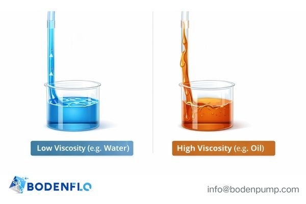 An image comparing two scenarios: one with a thin tube easily pulling water, and another with a wide tube struggling to pull thick syrup.