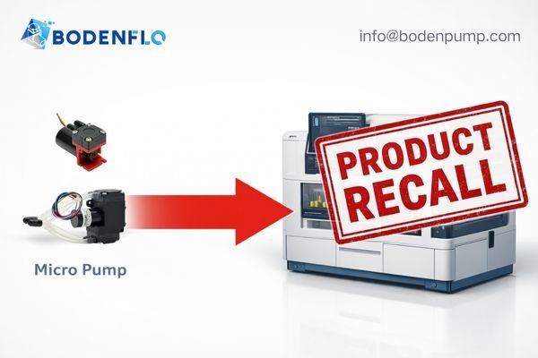 An infographic showing a tiny pump icon leading to a massive recall notice for an expensive medical device.