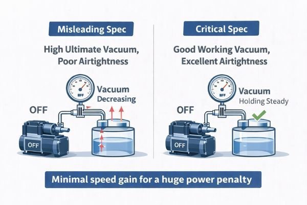 A diagram comparing two pumps. One shows 