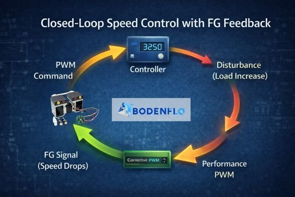 A diagram showing a closed-loop system: Controller sends PWM to Micro Pump -> Micro Pump speed changes due to Load -> FG signal reports lower speed to Controller -> Controller increases PWM to compensate.”><figcaption>Closed-Loop Speed Control with FG Feedback</figcaption></figure>
</p>
<p>The connection between micro pump speed and performance is direct and absolute. For a <a href=