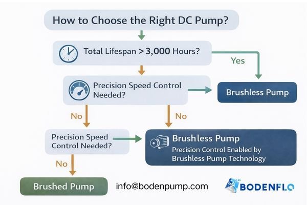 A flowchart or decision tree that guides the user through questions about Lifespan, Duty Cycle, and Control Needs to arrive at either 