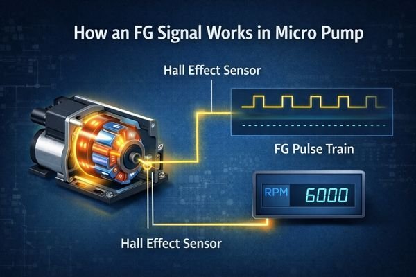A simple animation or diagram showing a motor spinning, with a sensor emitting digital pulses. A counter shows the frequency of these pulses, which corresponds to the RPM of the motor.